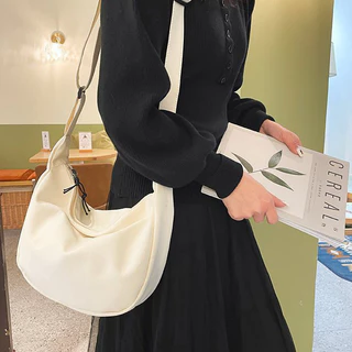 (มีส่งด่วน) ifashionbag(IF1833) กระเป๋าสะพายข้างผ้าไนล่อนสีพื้นลายเส้น สไตล์เกาหลี(ไม่มีที่ห้อยแถม)