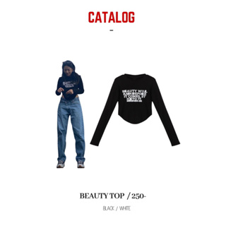 เสืื้อแขนยาวสกรีน BEAUTY TOP พร้อมส่ง!!