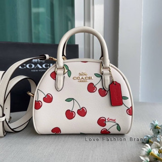 👑ผ่อน0%~แท้100%👑 กระเป๋าสะพาย Coach Sydney Satchel With Heart Cherry Print Style No. CF421
