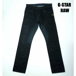 ยีนส์ G-Star Raw เอว 34-35 ผ้าด้านสีอินดิโก้เคลือบดำทับ ขากระบอกตรง