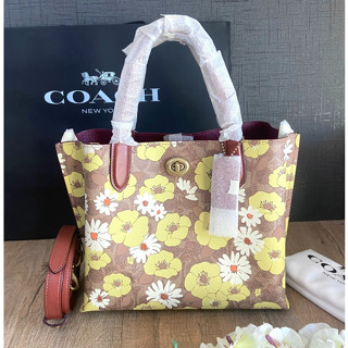 💚แท้💯 พร้อมส่ง💚C9721 Coach Willow Tote 24 In Signature Canvas With Floral Print สวยมากค่ะ มีสายยาวถอดได้ ปรับได้ค่ะ