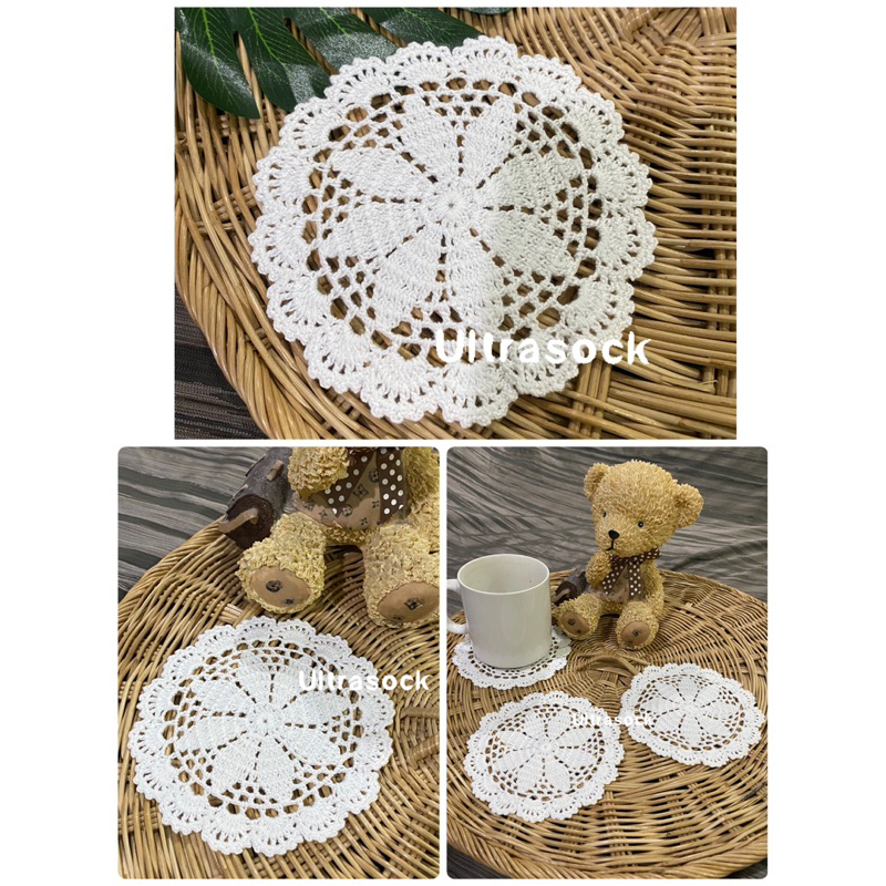 66(พร้อมส่ง)ผ้าถักรองแก้ว/ผ้าถักรองต้นไม้/ดอยลี่/ผ้าถักโคเชต์/คาเฟ่/แต่งบ้าน/งานคนไทย/ultrasock