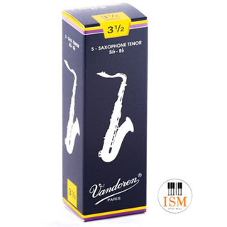 Vandoren ลิ้นเทเนอร์ แซกโซโฟน รุ่น Traditional กล่องน้ำเงิน No.3.5 Tenor Saxophone Reed Traditional No.3.5 (กล่องละ 5 อั