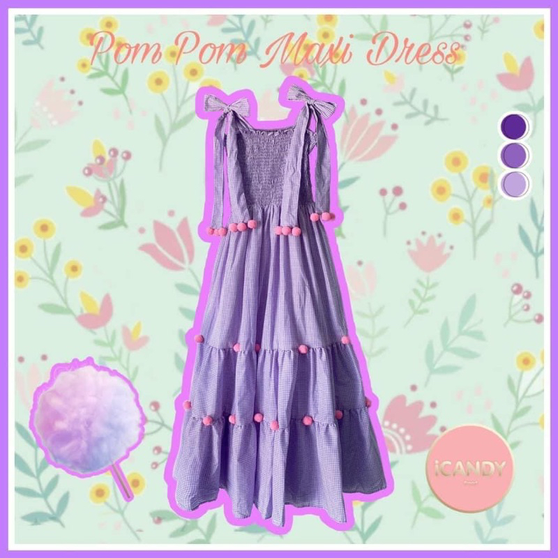 Pom Pom Maxi Dress เดรสยาวลายสก๊อต ICandy Brand