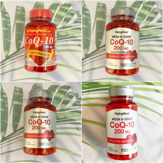 (Piping Rock®) Absorbable CoQ10 200 mg 90 or 180 Quick Release Softgels โคคิวเท็น Q10 Q-10 คิวเทน โคเอนไซม์คิวเท็น