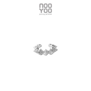 NooYoo ต่างหูสำหรับผิวแพ้ง่าย Pyramid with Crystal Ear Cuff Surgical Steel