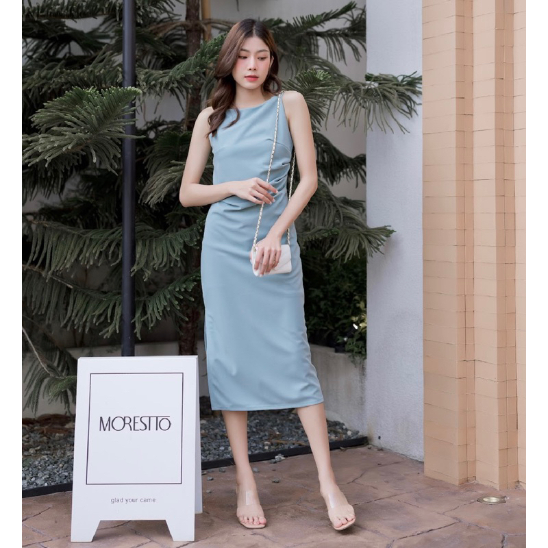 Lady MADE Kloset  ชุดเดรสยาวสีฟ้าน้ำทะเล รุ่นเลดี้ เดรสออกงานสวยๆ Lady Collection LM001