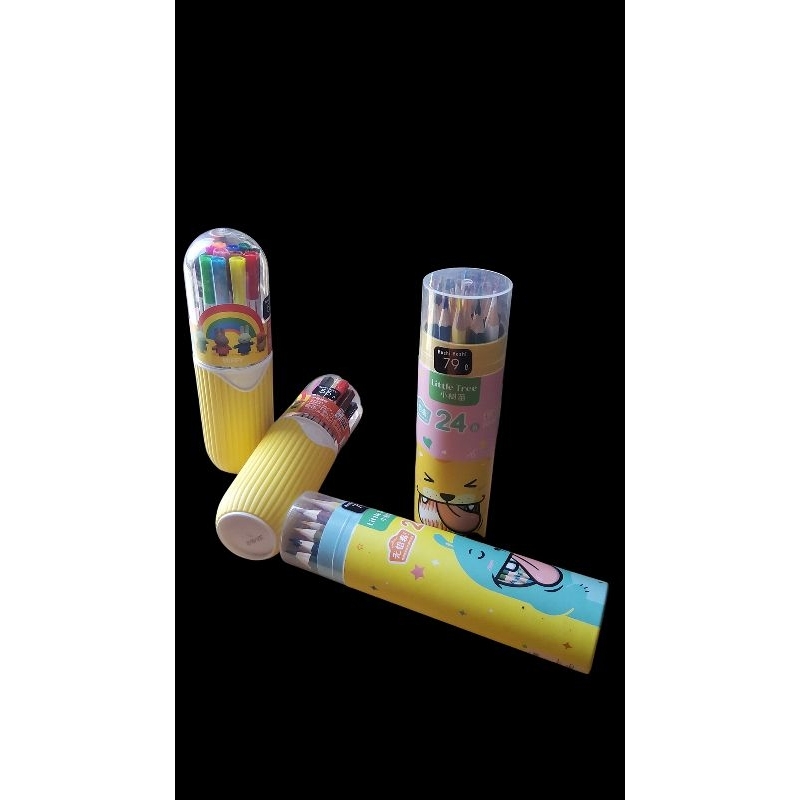 ดินสอสี  สีเมจิก #moshi #โมชิ ลายน่ารัก อยู่ในกล่องทรงกระบอก พกพาง่าย หยิบใช้ง่าย  12 สี 24 สี