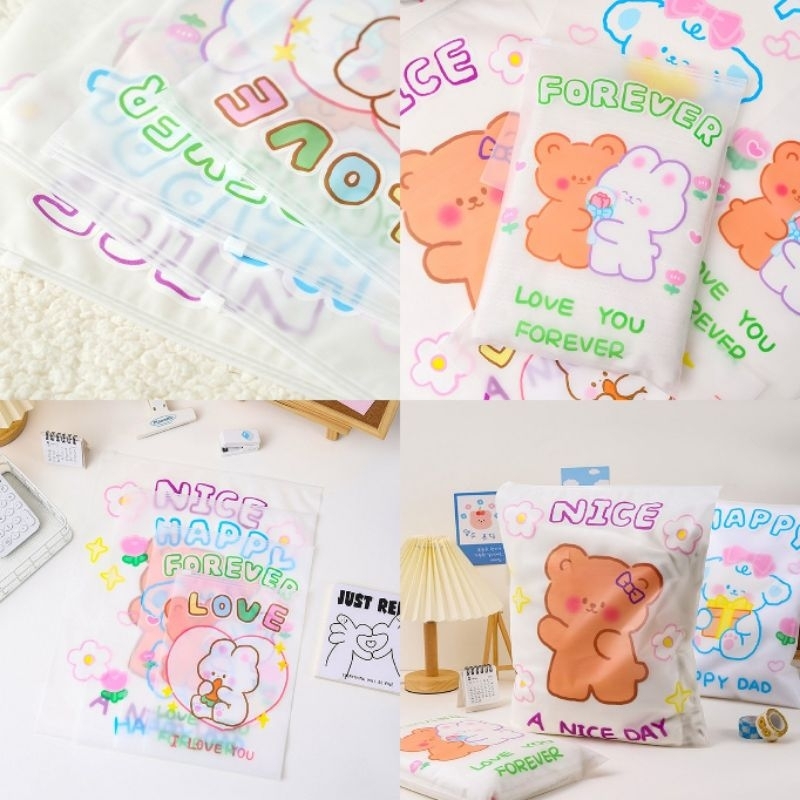 🇹🇭พร้อมส่งจากไทย🇹🇭ถุงซิปพลาสติกพิมพ์ลายน่ารัก/ไม่เจาะรูมี4แบบ4ไซร์ - รูปที่ 4