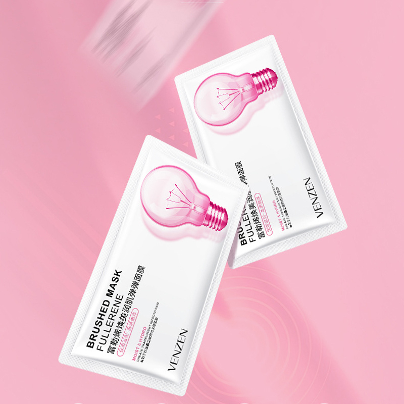 แพ็ค 7 ชิ้น หน้าใส หน้าใสไร้สิว Bioaqua Venzen Brushed Mask Fullerene 2มล. ที่มาร์คหน้า มาร์คหน้า คร