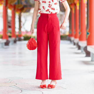 17-263 Red Dynasty Wide Pants - 4 ไซส์