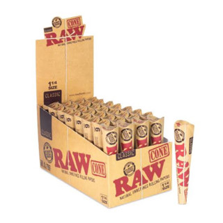 กระดาษม้วนสำเร็จ RAW CLASSIC PRE ROLLED CONE 1 1/4 ยกกล่อง