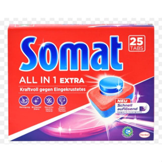 Somat Tab All in 1 โซแมท แทป ออล อิน วัน ผลิตภัณฑ์ทำความสะอาดจานชนิดก้อน 25 Tabs