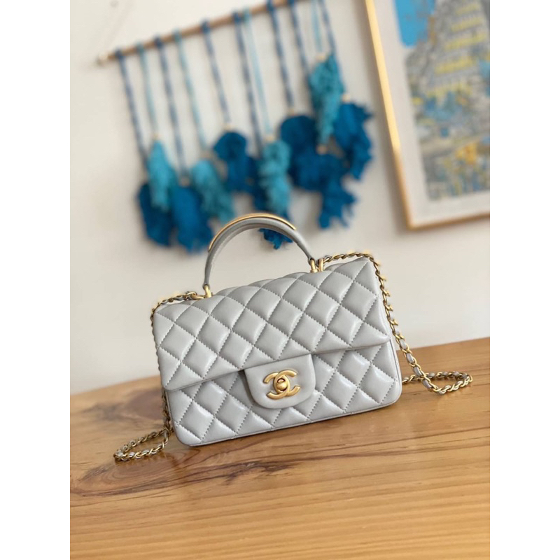 Chanel mini flap bag with top handle(Ori) 📌size 20x12x6 cm. 📌สินค้าจริงตามรูป งานสวยงาม หนังแท้