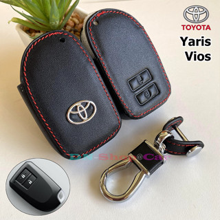 TOYOTA รุ่น Yaris / Vios 2ปุ่มกด สมาร์ทคีย์ ซองหนังแท้ใส่กุญแจรีโมทรถยนต์ เคสหนัง ปลอกหนังกุญแจ