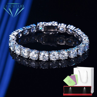 LY JEWELRYสร้อยข้อมือเงินแท้ S925 ฝังเพชรโมอีส5mm D-VS1 : D4004