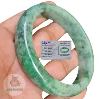 กำไลหยกพม่า หยกแท้ Jadeite Type A ไซส์  58.4 (มีใบเซอร์รับรองจากสถาบันตรวจสอบอัญมณี)