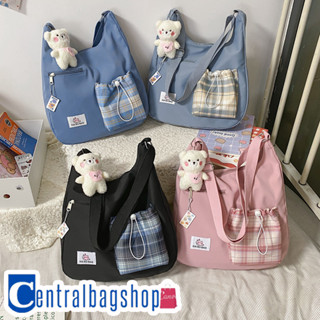 centralbagshop(C1726) -กระเป๋าสะพายข้างป้าย KAI BO BAG ช่องใสของลายสก็อต ใบใหญ่ **มีพวงกุญแจแถมให้**