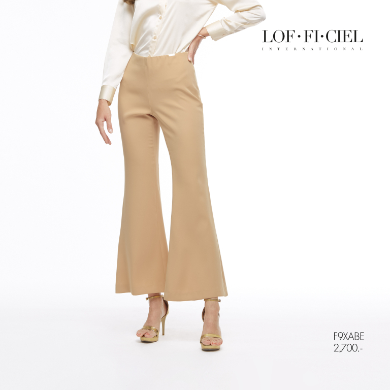 LOF-FI-CIEL woman's pants Jubili Disco กางเกงผู้หญิง ขายาว ขากระดิ่ง สีเบจ F9XABE