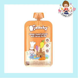 Peachy มะม่วงน้ำดอกไม้ผสมมันเทศและแครอทบด (เด็ก 6 เดือนขึ้นไป) 100g.