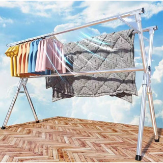 ราวตากผ้า  ราวแขวนผ้าเหล็กชุบกันสนิม แข็งแรง ไม่เป็นสนิม Drying Rack พับเก็บง่าย ตัว X จัดเก็บสะดวกแข็งแรง ทนทาน