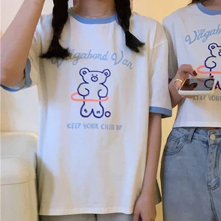 SHOP_MKL🌿เสื้อยืดแขนสั้นพิมพ์ลายหมีน่ารัก ทรงหลวมสไตล์เกาหลี🐨 #9350