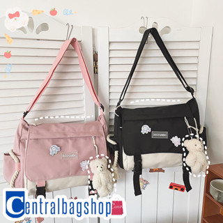 centralbagshop(C1637) กระเป๋าสะพายข้าง ผ้าในล่อน ใบใหญ่ **ไม่มีตุ๊กตาแถม**