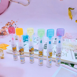 พร้อมส่ง!! Rilakkumaปากกาไฮไลท์6แท่ง6สี น้องคุมะน่ารักมาก