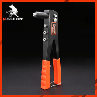 MUSCLE COW คีมย้ำรีเวท ขนาด 10 นิ้ว สำหรับยิงลูกรีเวท อลูมิเนียม จับสบายมือ คีมรีเวท แถมลูกยิ่งรีเวท 4 ขนาด