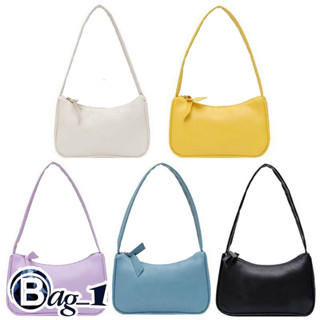 bag(BAG1282)กระเป๋าสะพายหนังPUหนาสีพื้น ทรงสวย