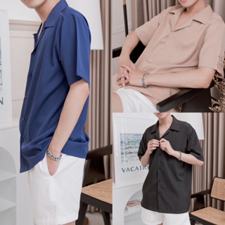 เสื้อเชิ้ตสีพื้นแขนสั้น ผ้าไหมอิตาลี (SB0705)