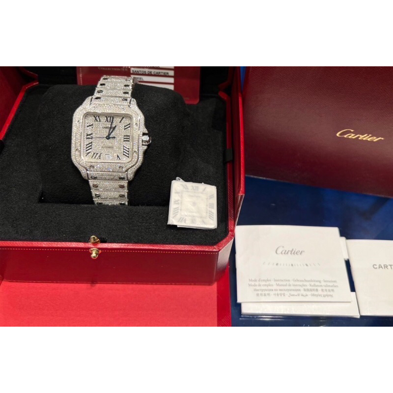 Like New Cartier santos full diamond Size M