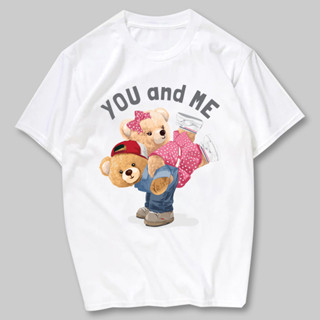 เสื้อยืดสกรีน you and me  ผ้าCotton100% มีครบไซส์