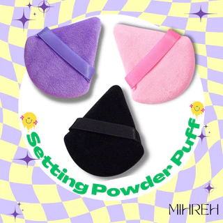 (พร้อมส่ง) พัฟกำมะหยี่ สามเหลี่ยม ขนไฟเบอร์พัฟแป้งฝุ่นขนละเอียดนุ่ม เกลี่ยแป้งได้เรียบเนียน setting powde puff