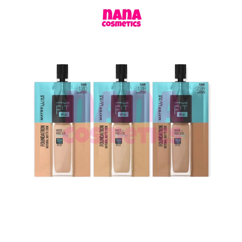 รุ่นใหม่ (1ซอง) เมเบอลีน ฟิต มี รองพื้น แบบซอง เนื้อแมทท์ FIT ME MATTE PORELESS LIQUID FOUNDATION MA