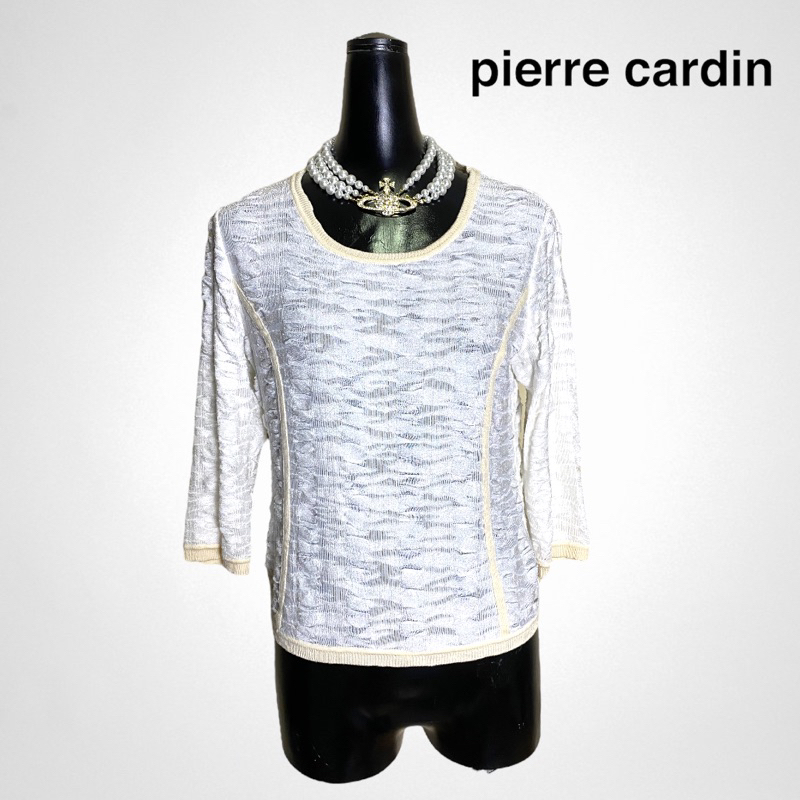 Pierre Cardin เสื้อแขนสามส่วนผ้าบางสีเบจ