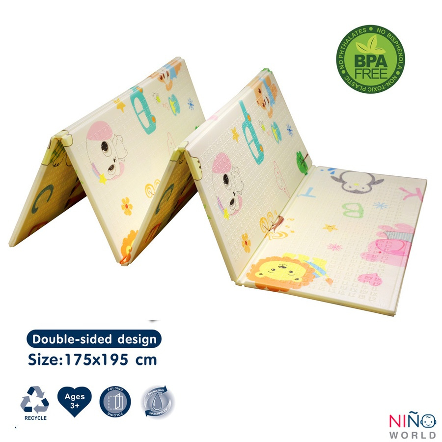 GlobalHouse NINO WORLD เสื่อรองคลานพับเก็บได้ 4TLX008-2 ขนาด 175x195x1 cm. รูปสัตว์ สินค้าของแท้คุณภาพดี