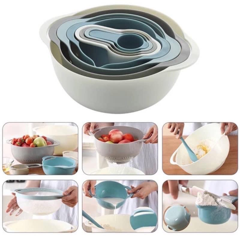 สุดคุ้ม Plastic Mixing Bowls Set 8 Pcs ชุดเซตช้อนชามผสม