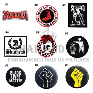 ตัวรีดติดเสื้อ งานปัก สัญลักษณ์ ต่อต้านการเหยียดผิว Skinhead anti-racist Symbol Patch DIY WOP ตัวรีด อาร์มติดเสื้อ หมวก