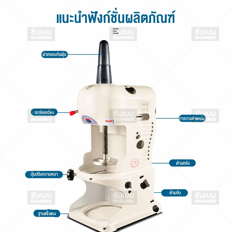 SHANBEN  เครื่องทำน้ำแข็งใส  Ice Cream Machine ไอศครีมสด เสียงรบกวนต่ำ