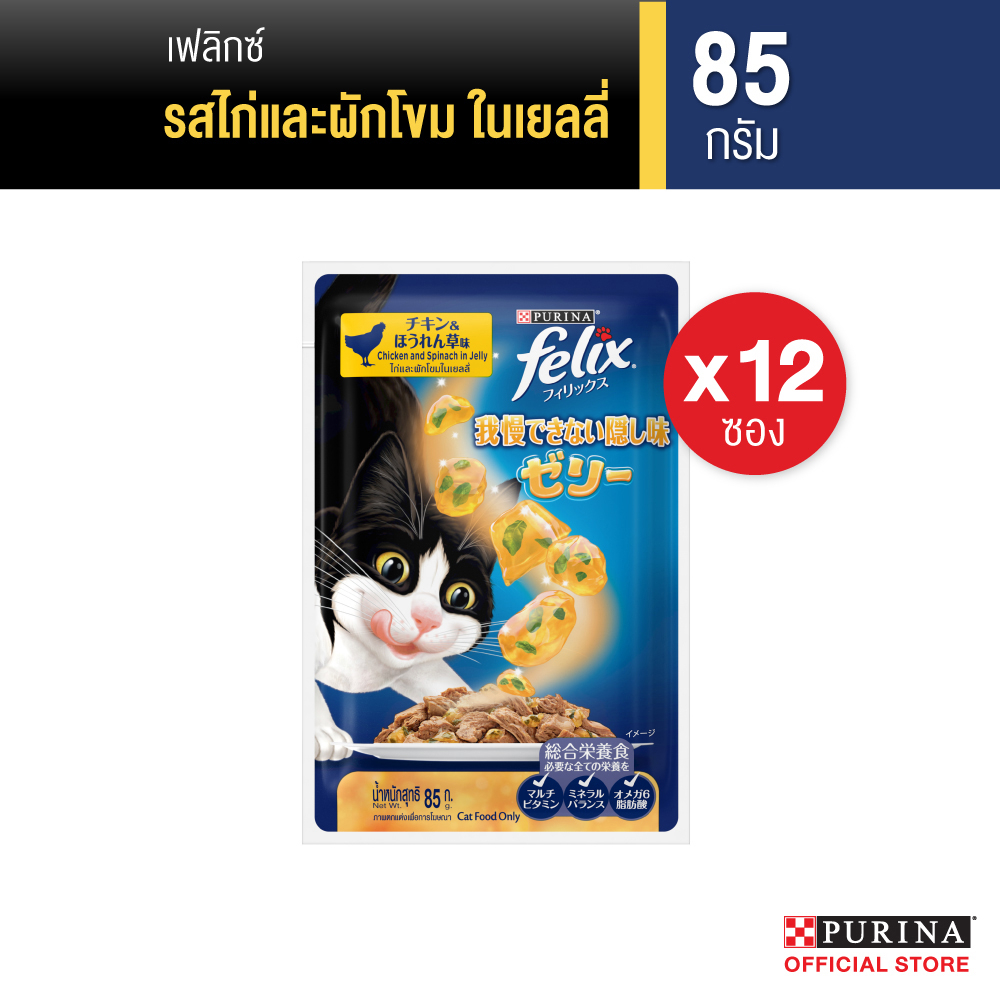 FELIX เฟลิกซ์ เซนเซชั่น อาหารแมวแบบเปียก สำหรับแมวโต ขนาด 85ก.x12 (เลือกรสได้)