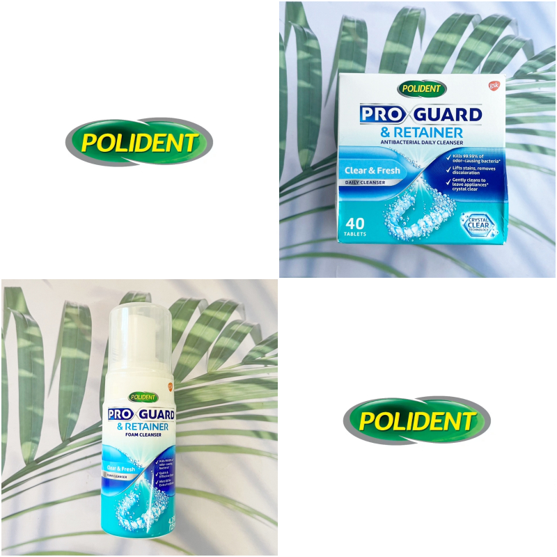 (Polident ®) Pro Guard &amp; Retainer Antibacterial Daily Cleanser, Clear &amp; Fresh ผลิตภัณฑ์ทำความสะอาด ฟันปลอมและรีเทนเนอร์