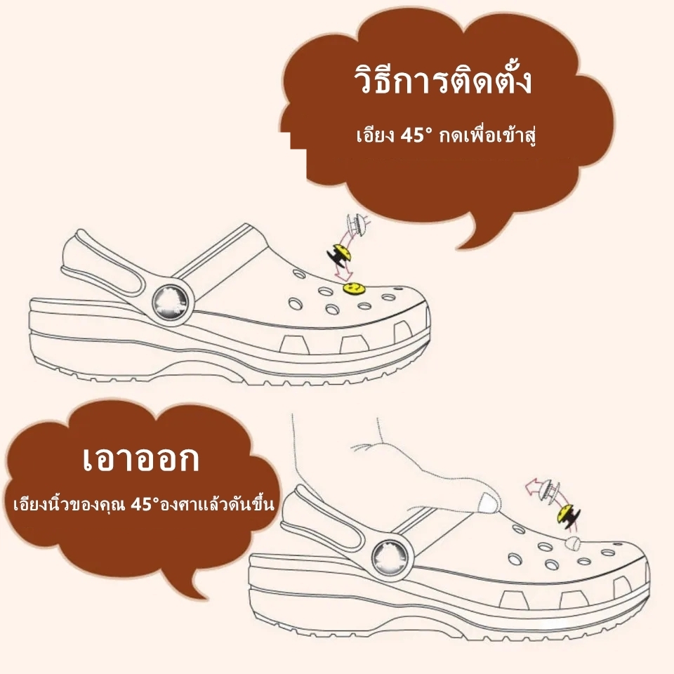 🔥DIY ที่ติดรองเท้า crocs สไตล์น่ารัก ตัวการ์ตูนติดรองเท้า ตกแต่งสวยงาม รูปแบบการ์ตูน ตัวติดรองเท้าหัวโต