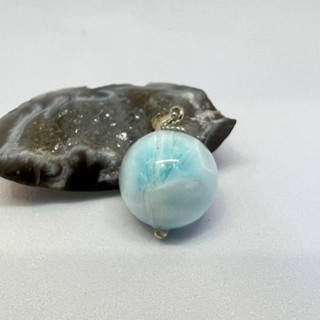 Premium Grade Larimar Pendant 12.7mm!! Made With Silver925