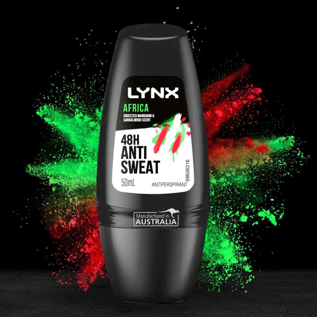LYNX AFRICA ROLL ON ANTI-PERSPIRANT 50ML โรลออนระงับกลิ่นใต้วงแขนกลิ่นหอมพิเศษสำหรับผู้ชายสินค้านำเข