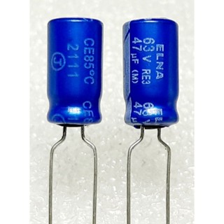 Elna RE3 47uf 63v (ราคา5ตัว) capacitor ตัวเก็บประจุ คาปาซิเตอร์