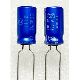 Elna RE3 47uf 63v (ราคา5ตัว) capacitor ตัวเก็บประจุ คาปาซิเตอร์