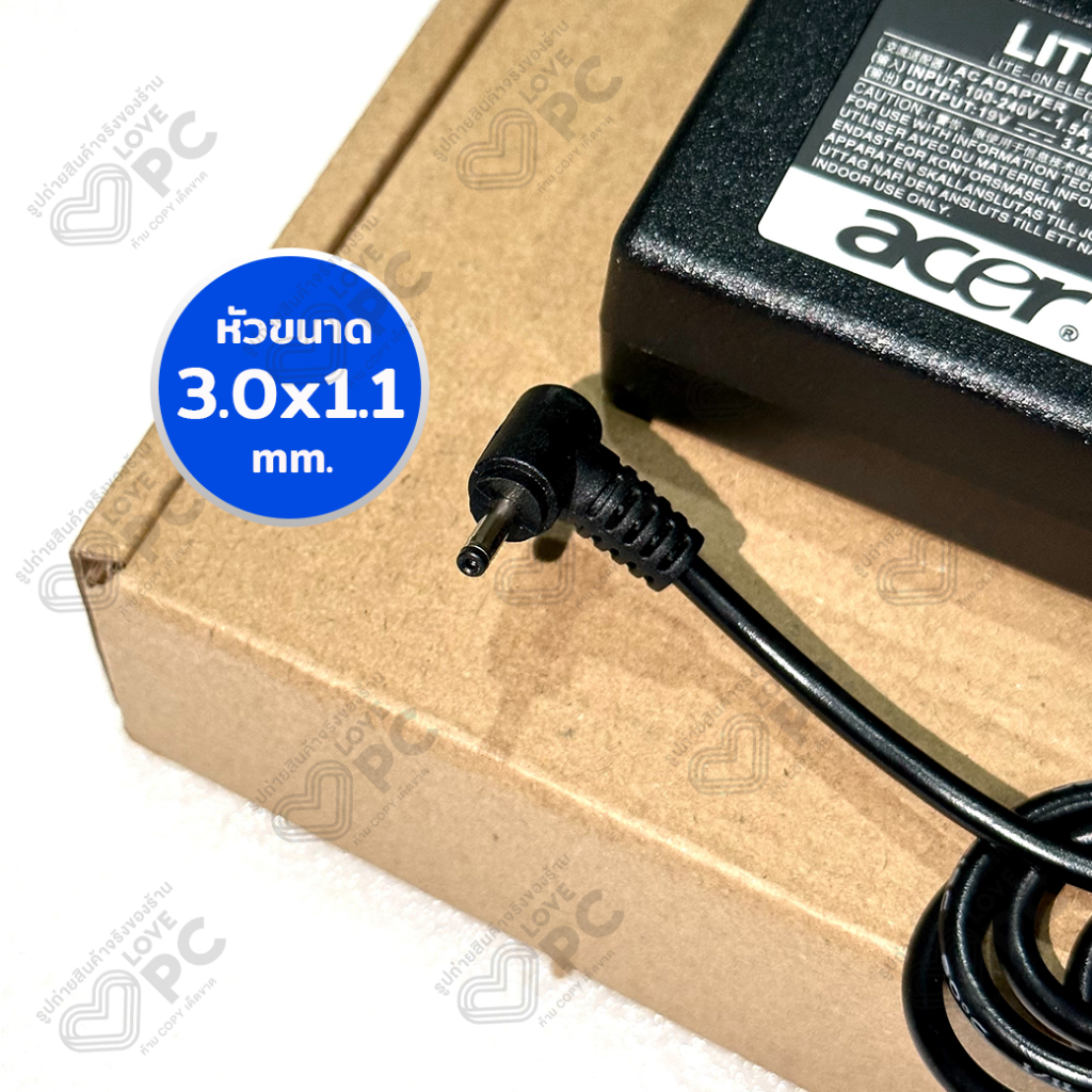 อะแดปเตอร์โน๊ตบุ๊ค Acer 19V3.42A(65W)*หัวขนาด3.0x1.1mm.[พร้อมสายไฟAC Power]Swift3 SF314-41 SF314-42 SF314-52  V13 V3-371