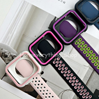 เคส+สายนาฬิกาข้อมือ สีทูโทน ซิลิโคน  สำหรับ Smart watch 7 6 5 4 3 2 1 ขนาด 38/40/41mm 42/44/45mm สายSmart watch T500 X7