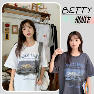 Betty House🎀เสื้อยืดหลวม🍒สไตล์ย้อนยุคถนนอเมริกันพิมพ์เสื้อยืดหลวม ๆ สบายและดูดี🌟พร้อมส่ง 💥พร้อมส่งจากกทม มาถึงใน 3-5 วัน